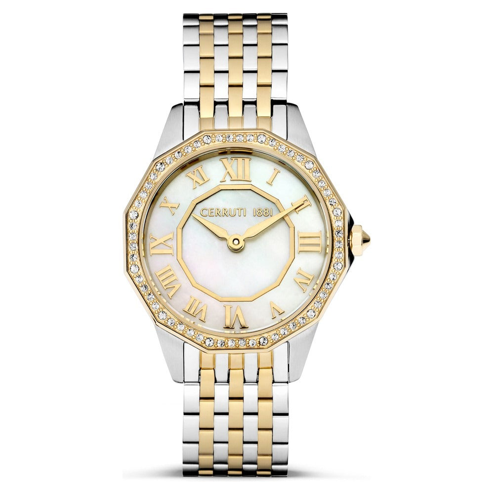 Cerruti 1881 Quartz Analog Mother of Pearl Dial Stainless Steel Strap Watch for Women