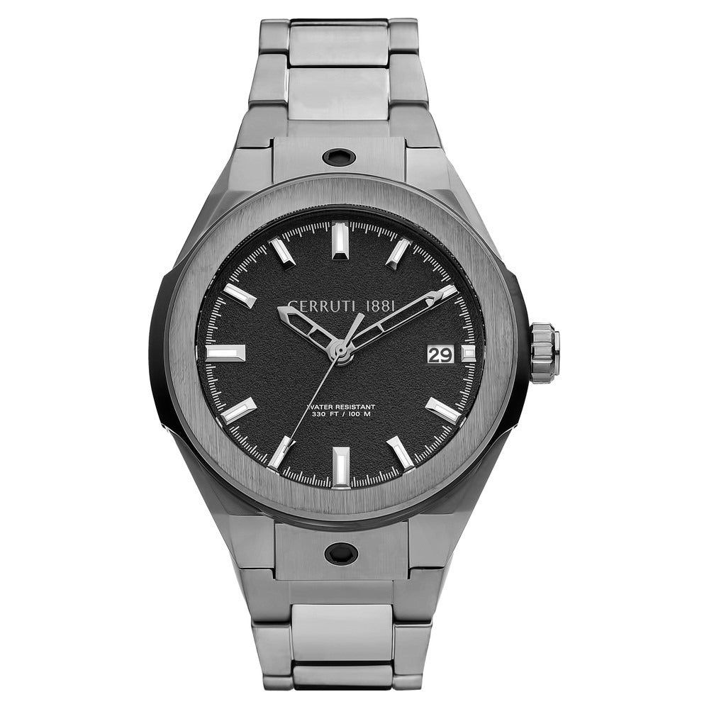 Cerruti 1881 Black Dial Stainless Steel Strap Watch for Men