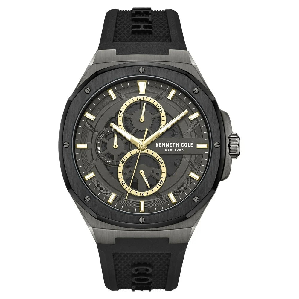 Kenneth Cole Multifunction Grey Dial Silicone Strap Watch For Men