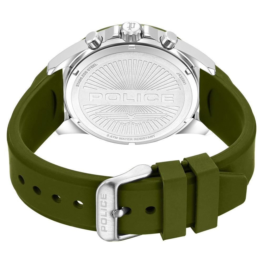 Police Quartz Multifunction Black Dial Green Colour Silicone Strap Watch For Men