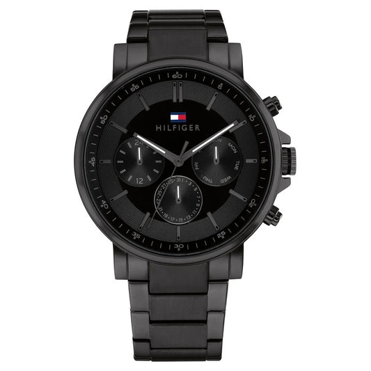 Tommy Hilfiger Multifunction Black Stainless Steel Strap for Men