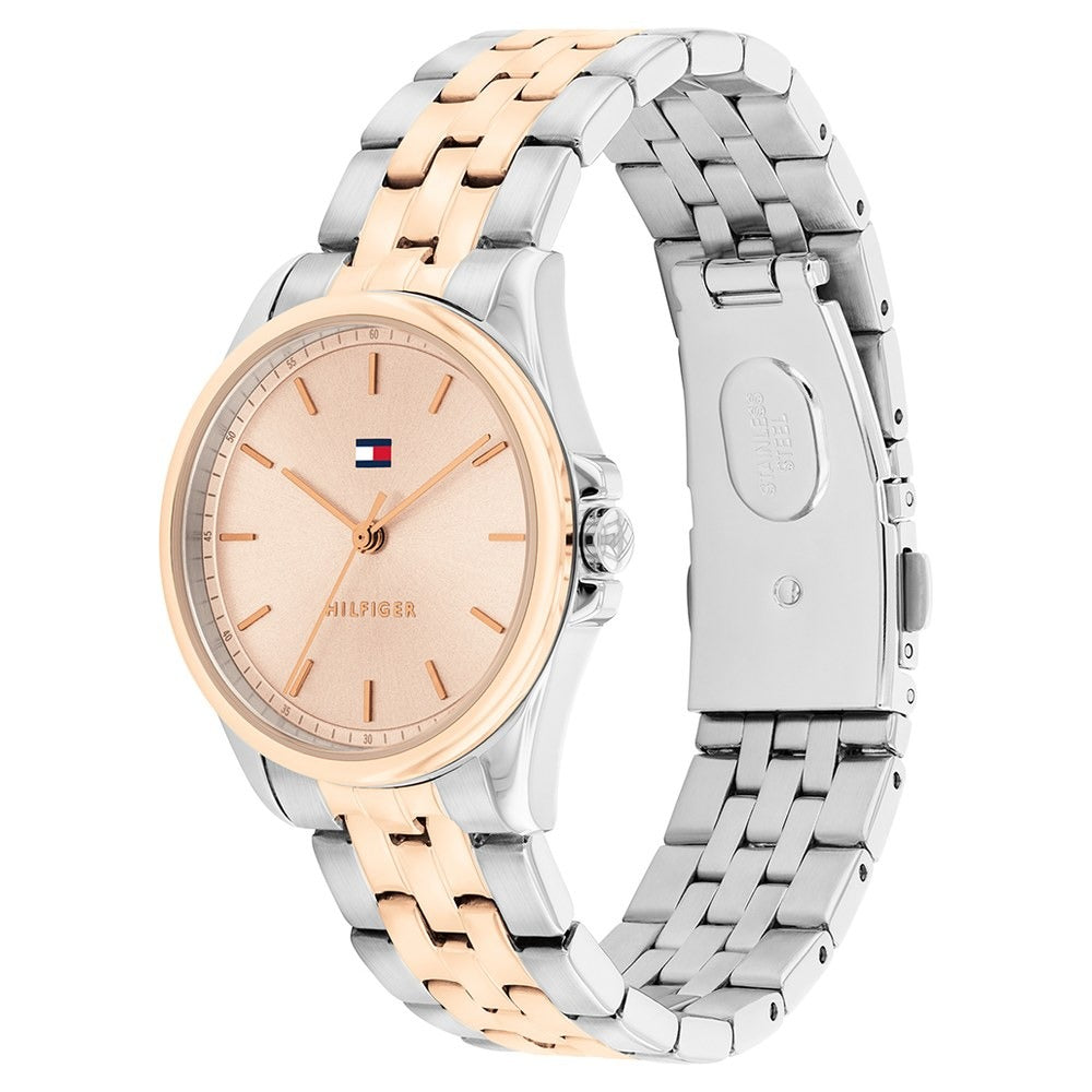 Tommy Hilfiger Quartz Analog Rose Gold Dial Two Toned Stainless Steel Strap Watch For Women