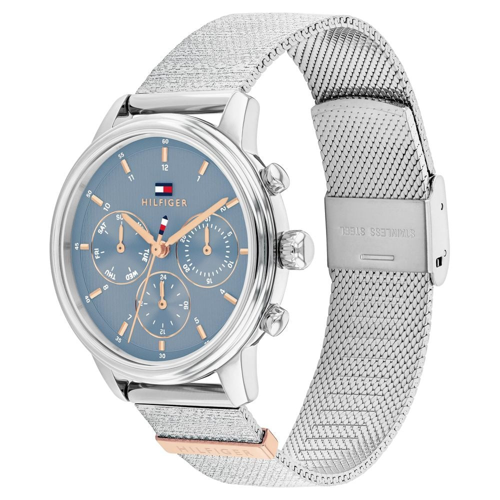 Tommy Hilfiger Quartz Multifunction Blue Dial Rose Gold Stainless Steel Strap Watch For Women