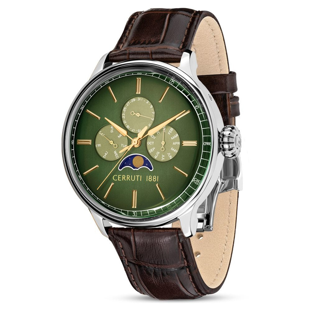 Cerruti 1881 Green Dial Leather Strap Watch for Men