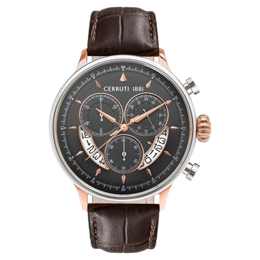 Cerruti 1881 Brown Dial Leather Strap Watch for Men