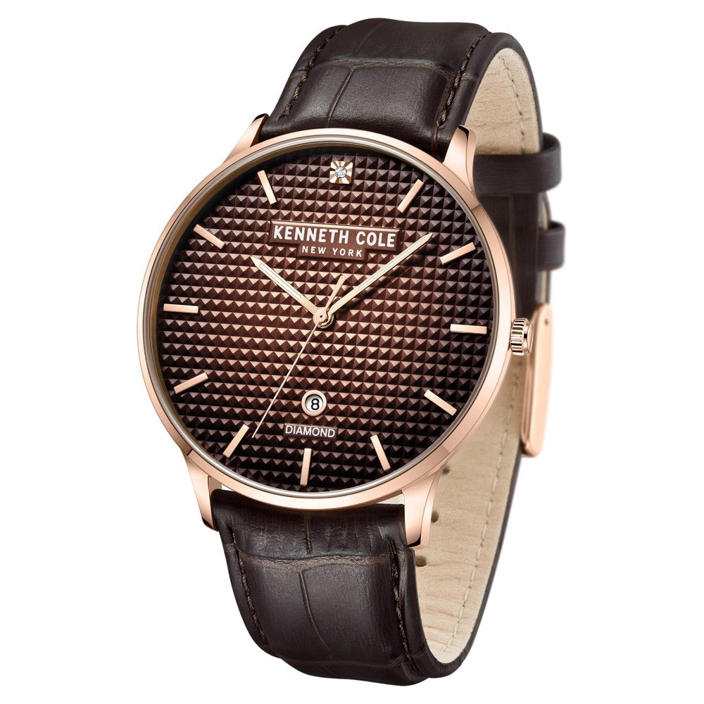 Kenneth Cole Brown Dial Quartz Analog Leather Strap Watch for Men