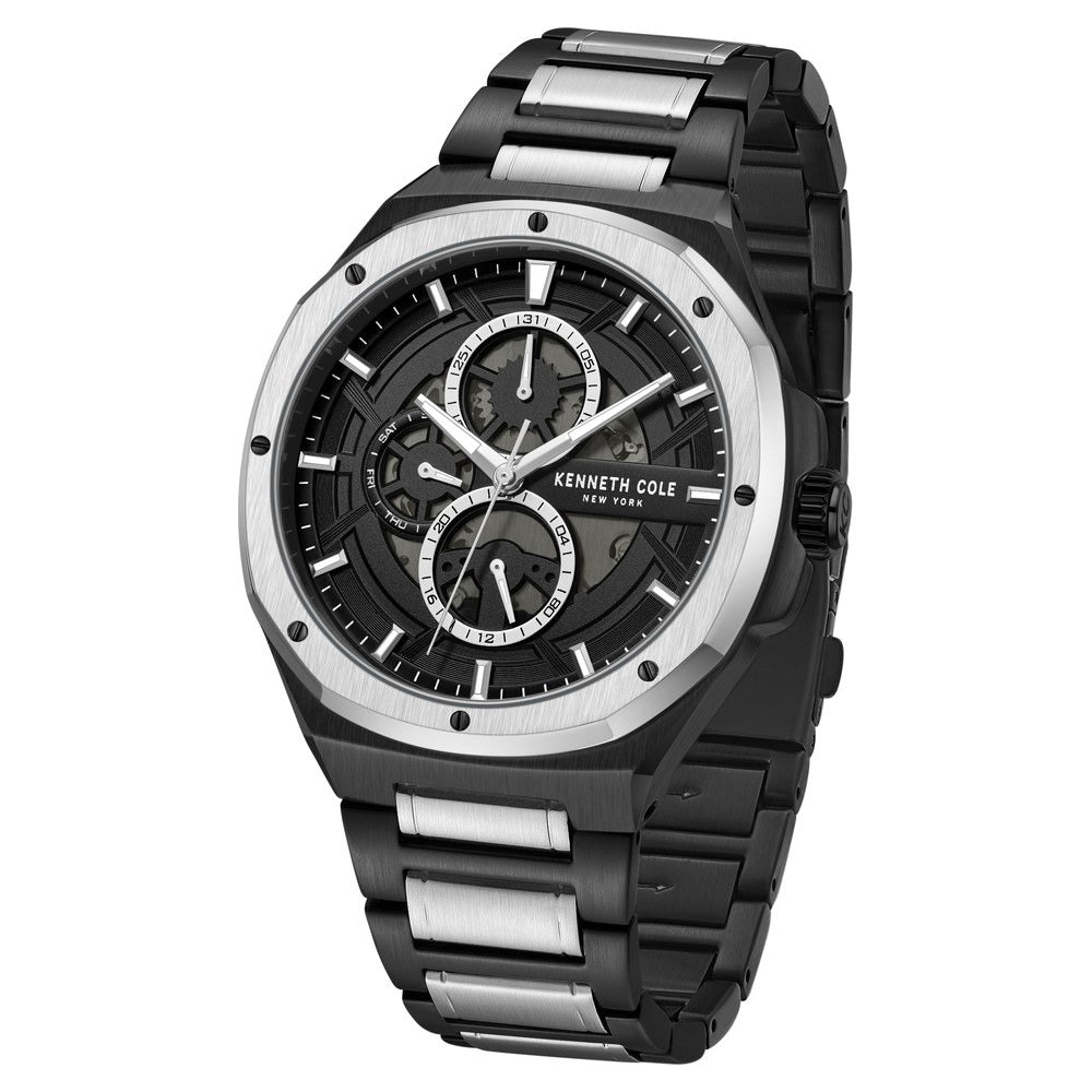 Kenneth Cole Multifunction Black Dial Stainless Steel Strap Watch For Men