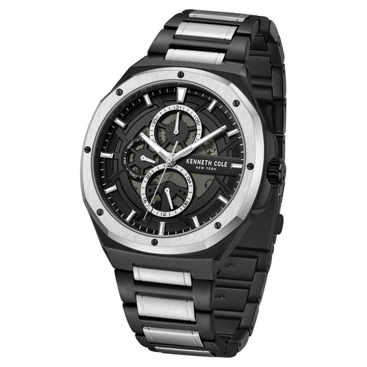 Kenneth Cole Multifunction Black Dial Stainless Steel Strap Watch For Men