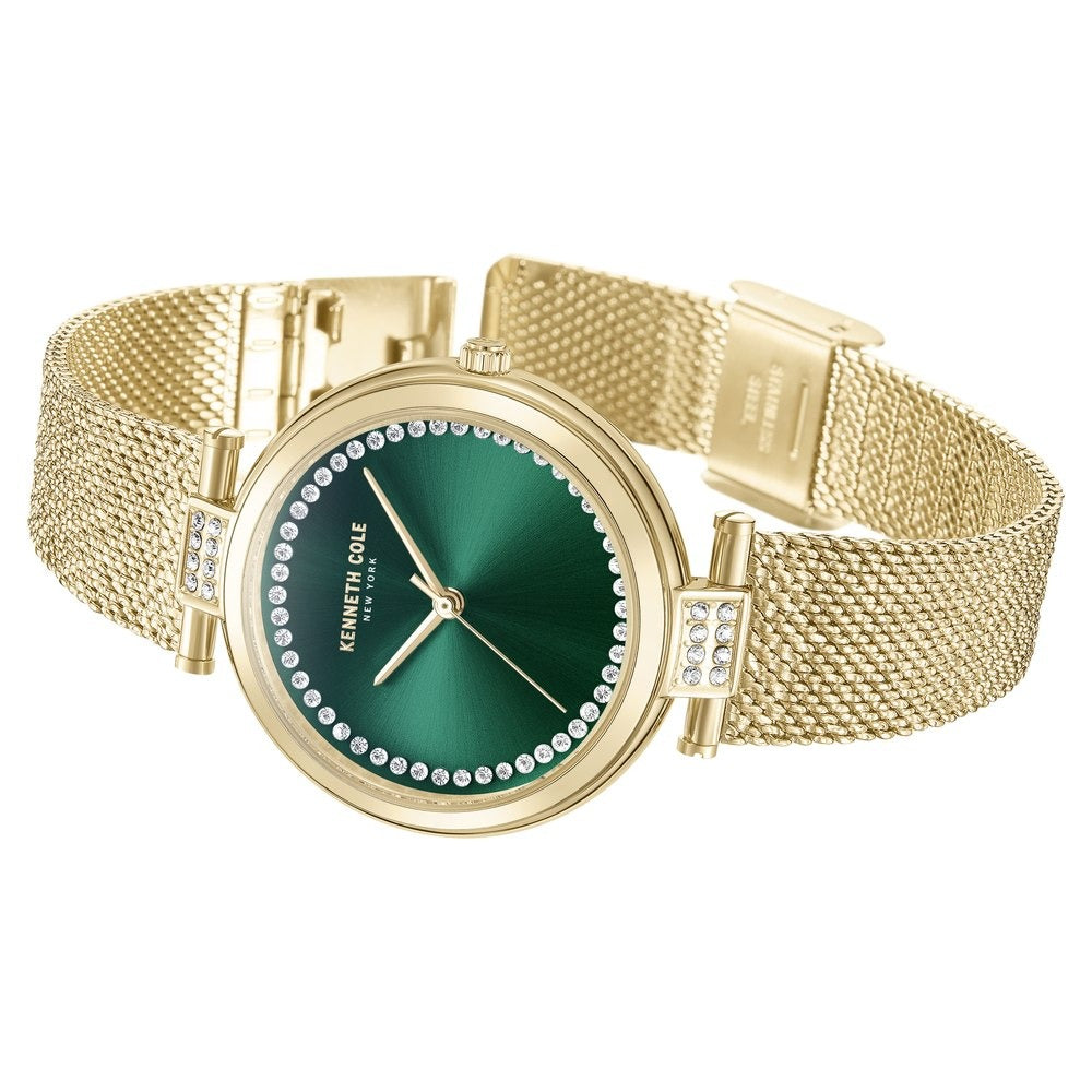 Kenneth Cole Quartz Analog Green Dial Golden Stainless Steel Strap Watch for Women
