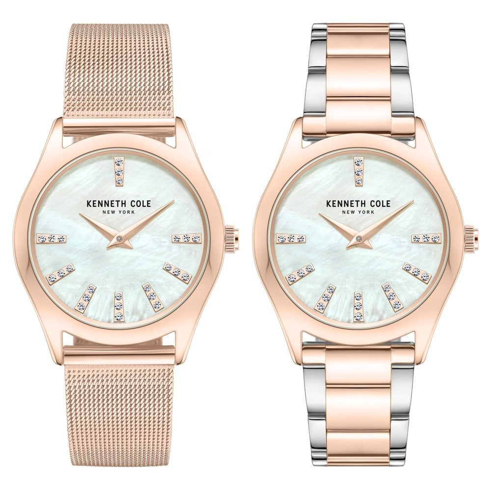 Kenneth Cole Quartz Analog Mother Of Pearl Dial Stainless Steel Interchangeable Strap Watch For Women