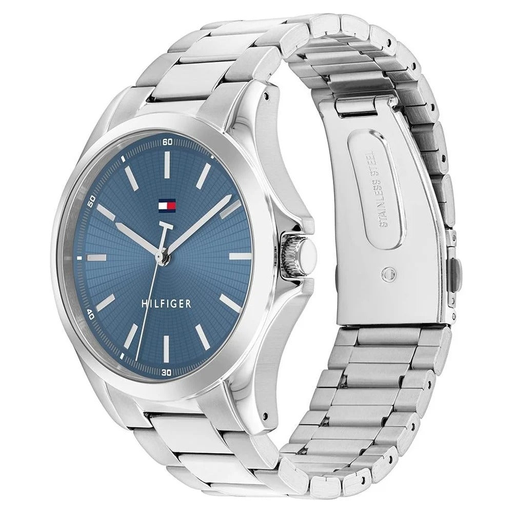Tommy Hilfiger Quartz Analog Blue Dial Silver Stainless steel Strap Watch For Men