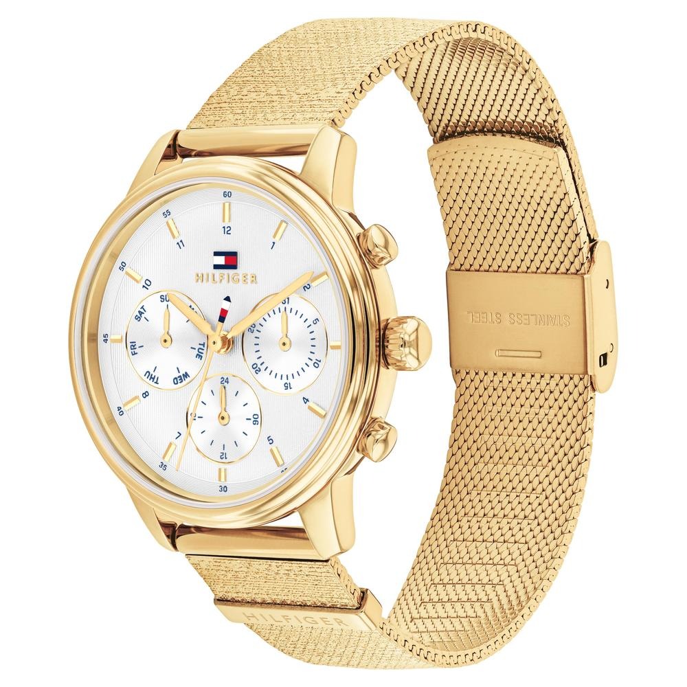 Tommy Hilfiger Quartz Multifunction Silver Dial Golden Stainless Steel Strap Watch For Men