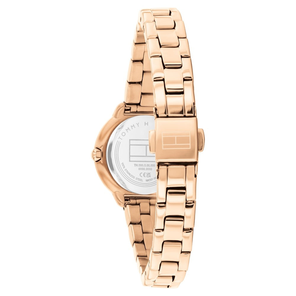 Tommy Hilfiger Quartz Analog Red Dial Golden Stainless Steel Strap Watch For Women