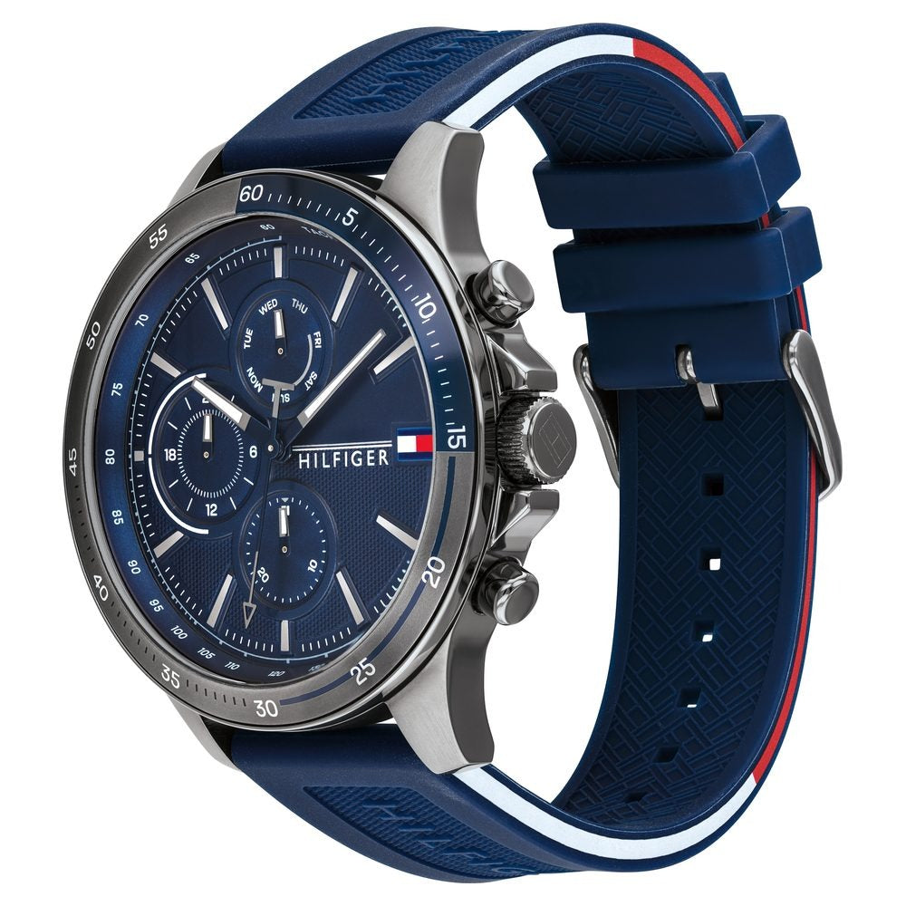 Tommy Hilfiger Quartz Multifunction Blue Dial Silicone Strap Watch for Men