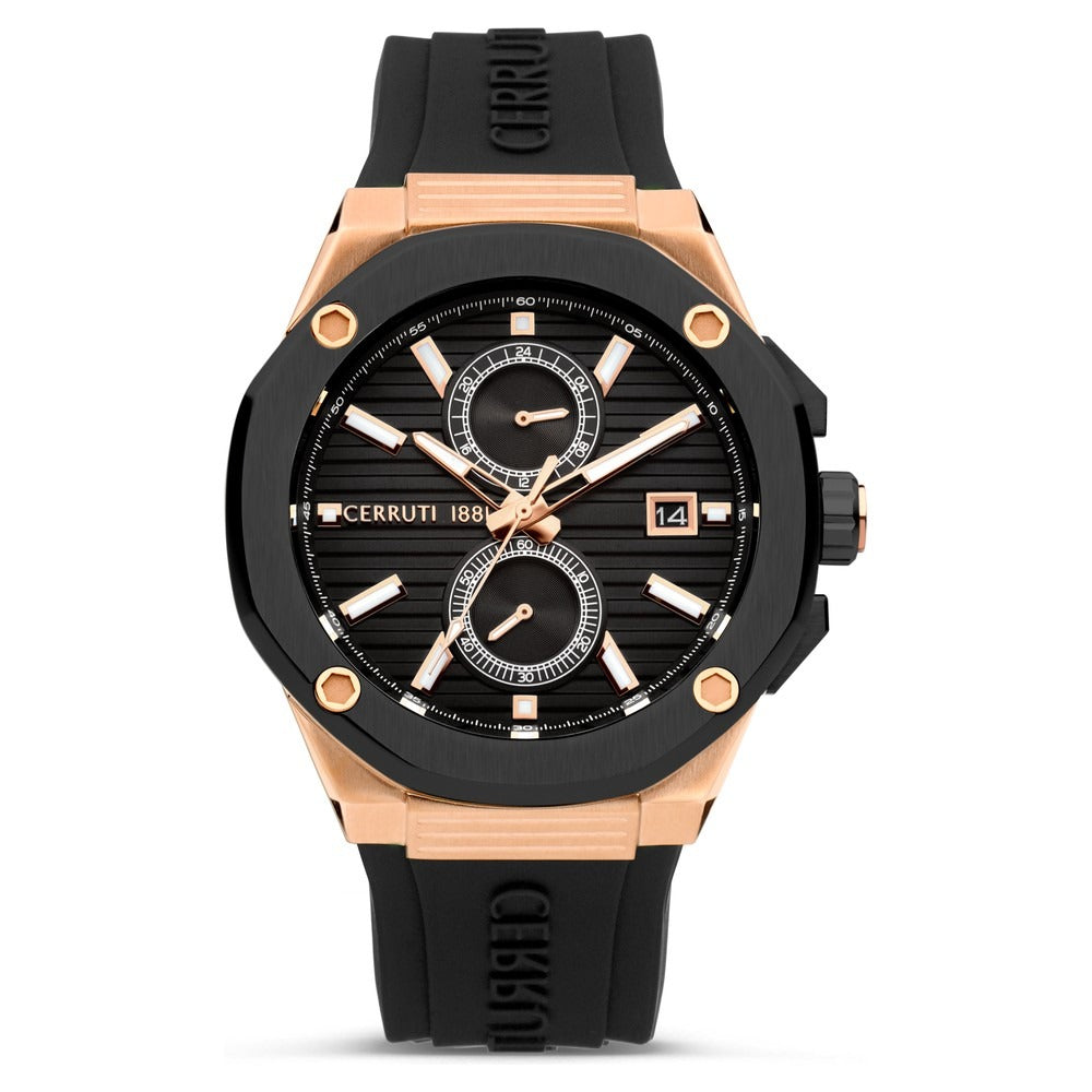 Cerruti 1881 Black Dial Silicone Strap Watch for Men