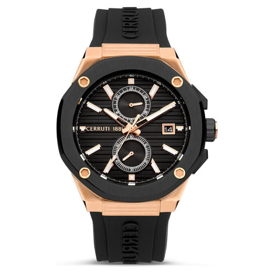 Cerruti 1881 Black Dial Silicone Strap Watch for Men