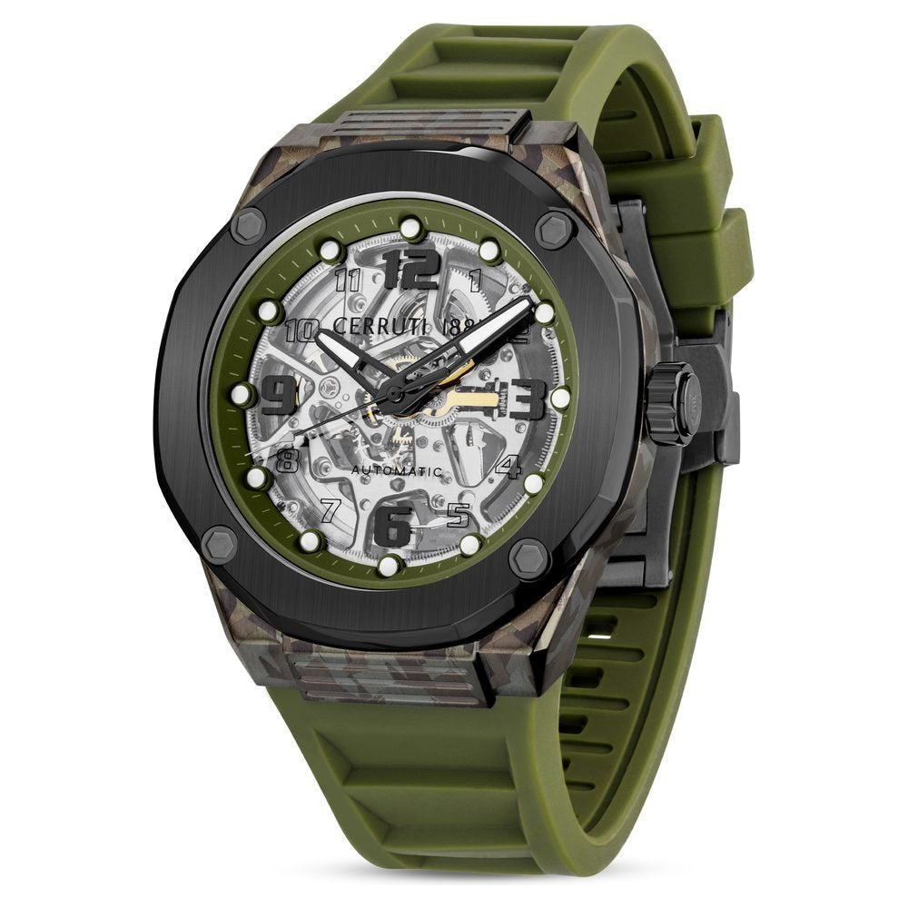 Cerruti 1881 Green Dial Silicone Strap Watch for Men