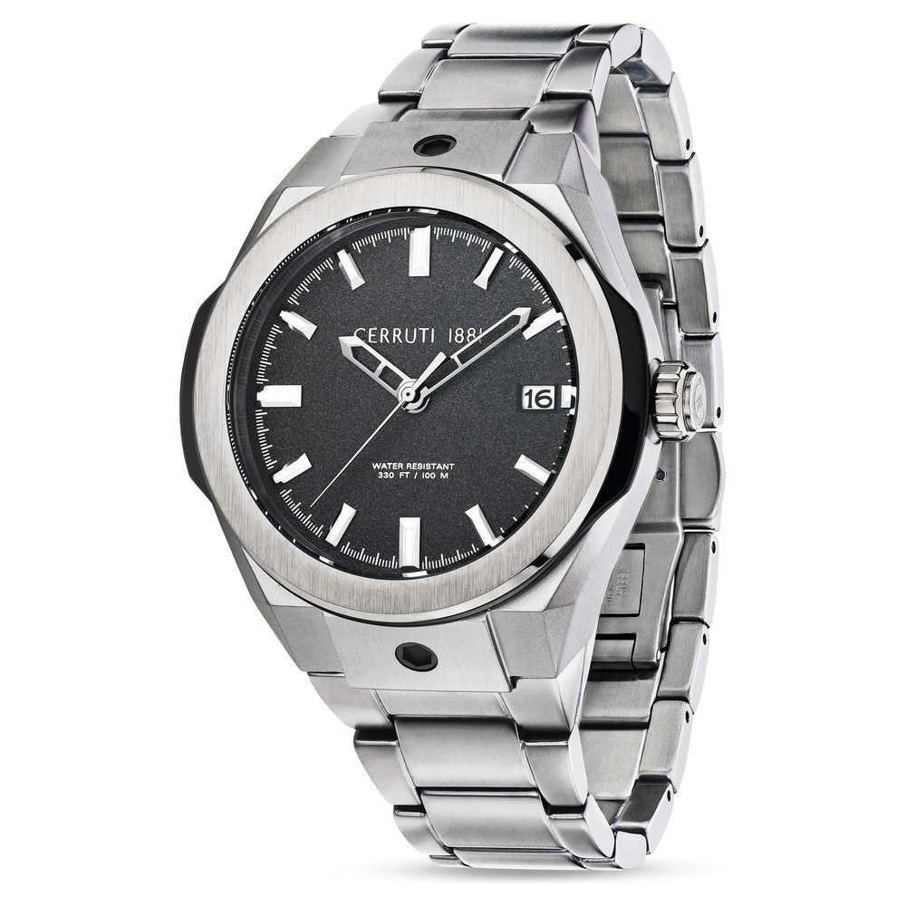 Cerruti 1881 Black Dial Stainless Steel Strap Watch for Men