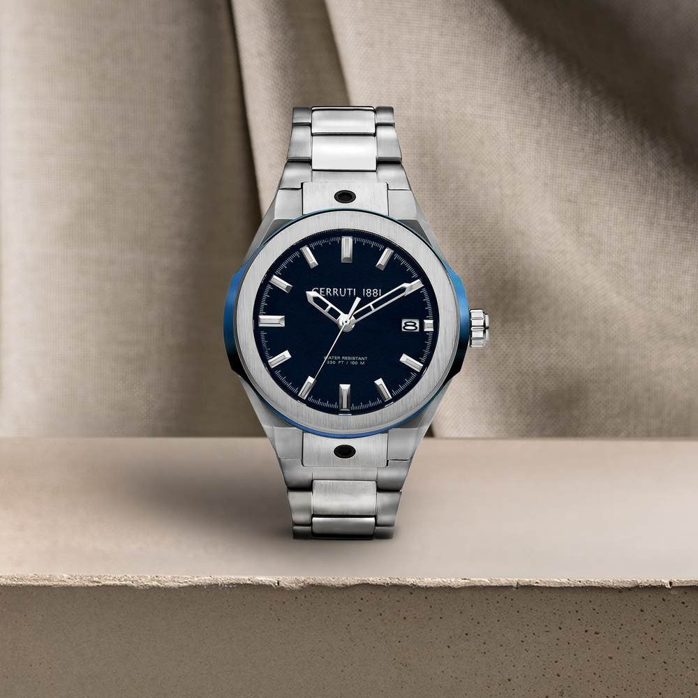 Cerruti 1881 Blue Dial Stainless Steel Strap Watch for Men