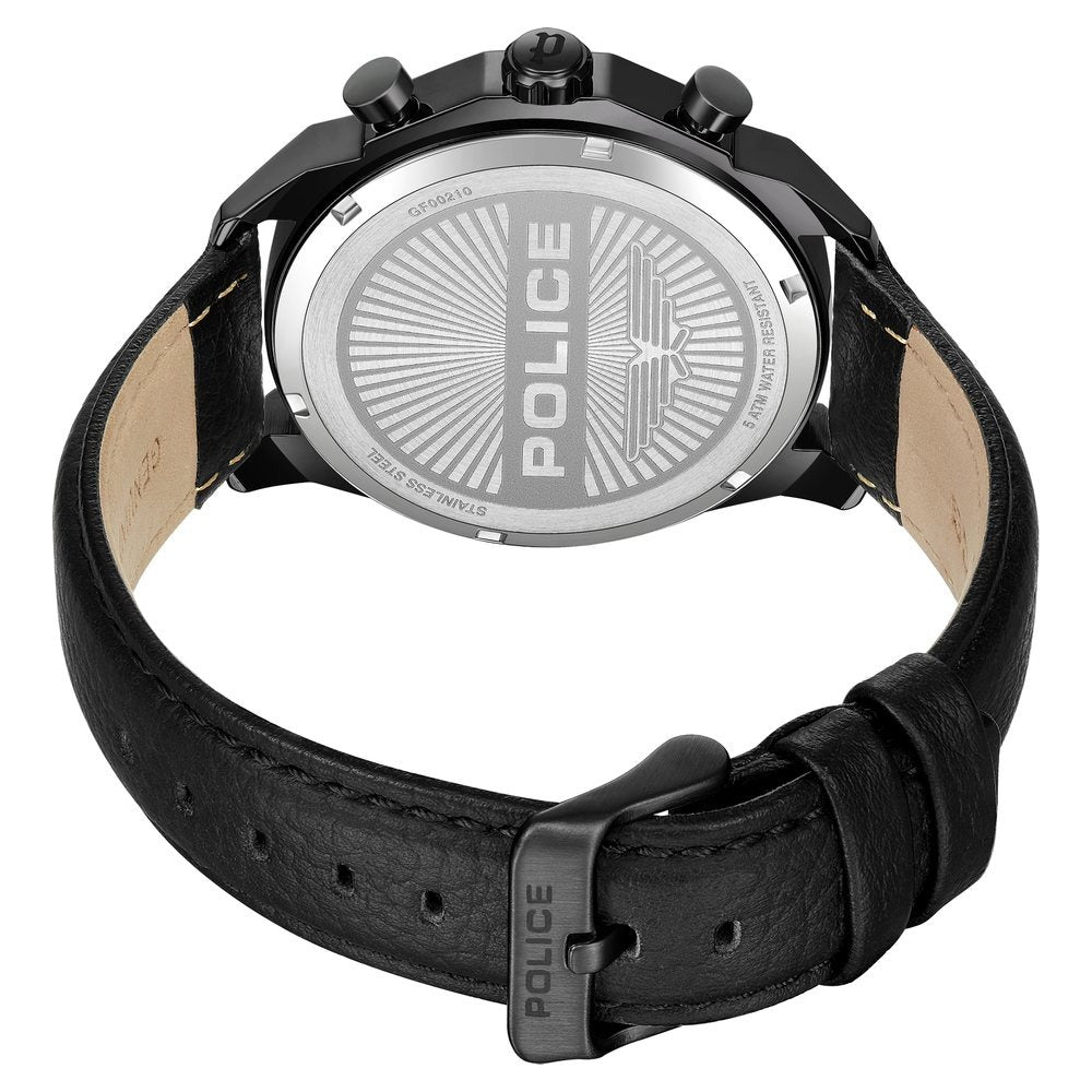 Police Quartz Multifunction Green Dial Black Leather Strap Watch For Men