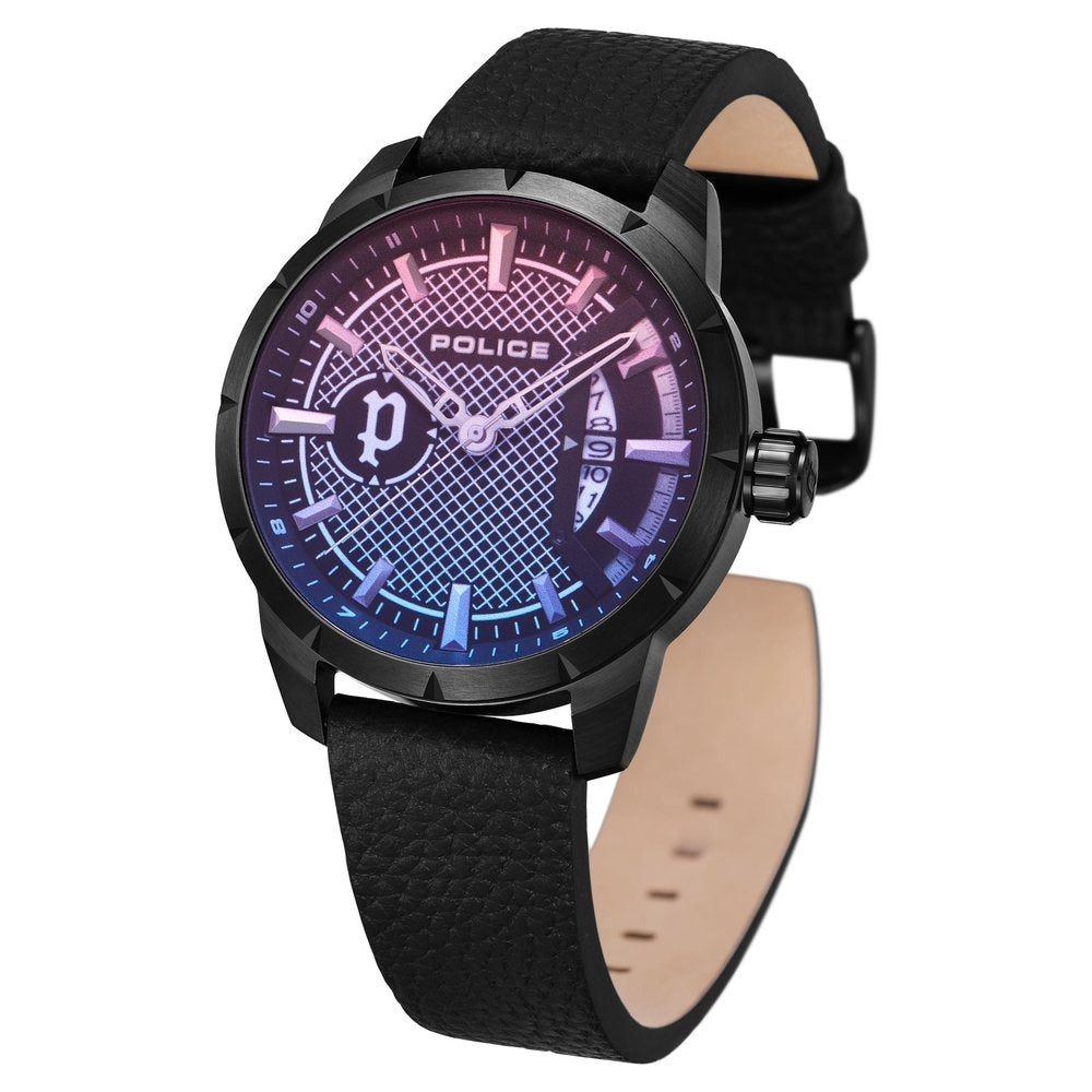 Police Quartz Analog with Date Grey Dial Leather Strap Watch for Men