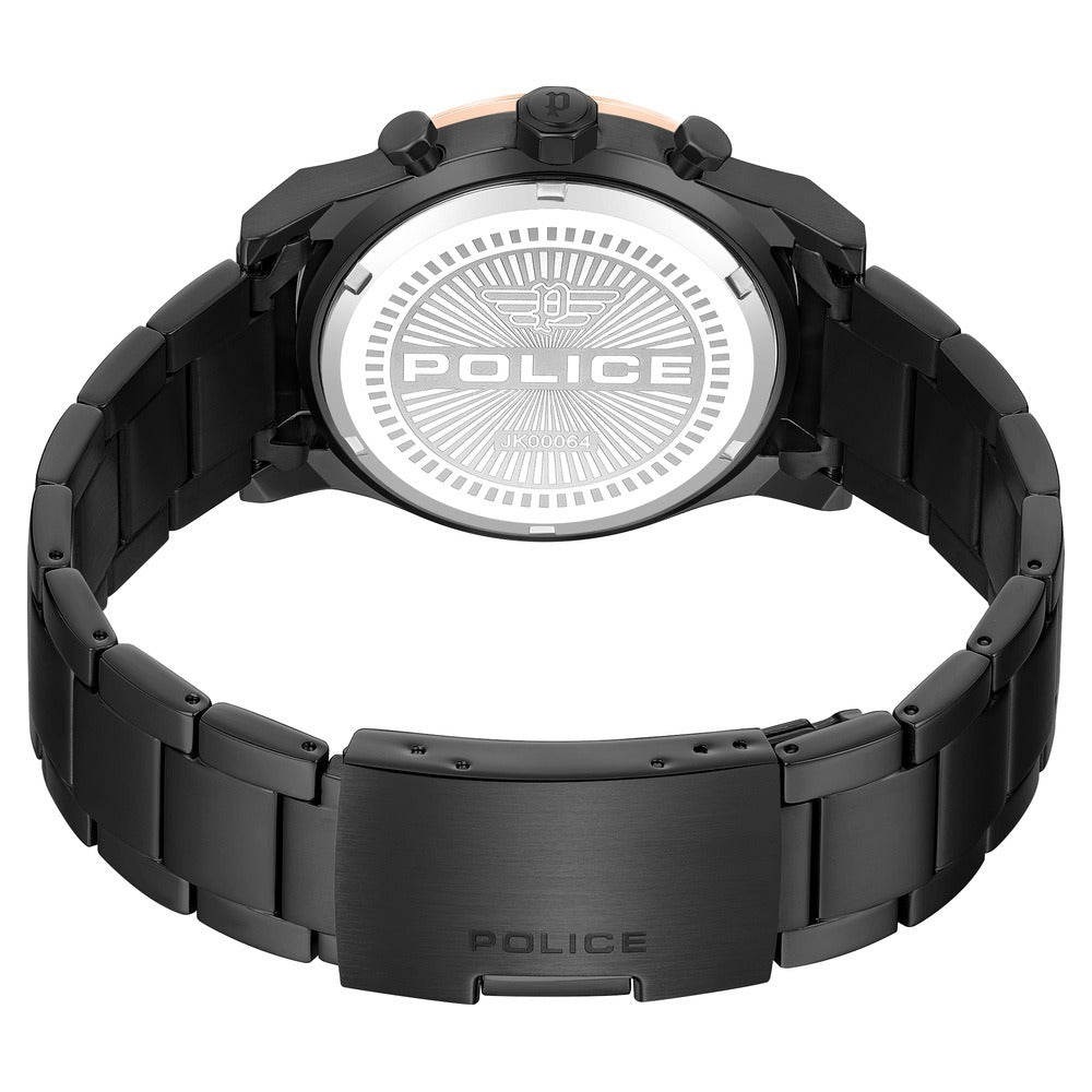 Police Quartz Multifunction Black Dial Black Colour Stainless Steel Strap Watch For Men