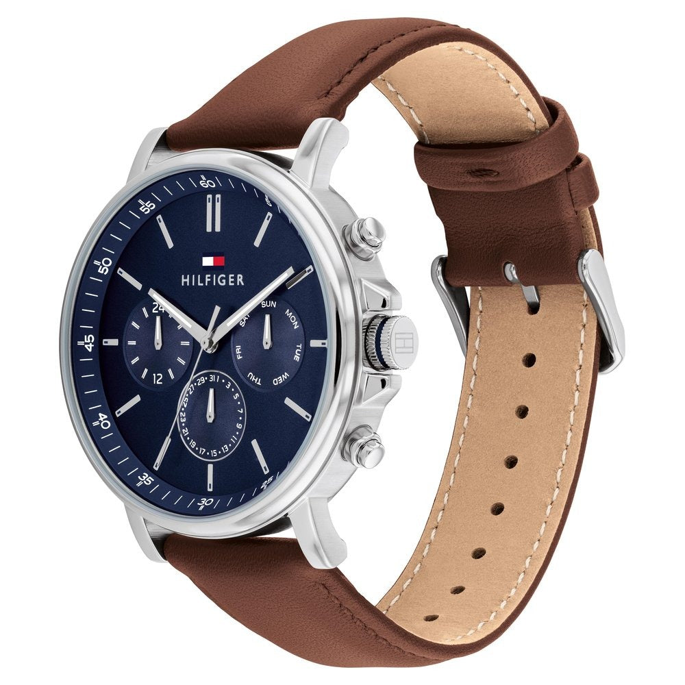 Tommy Hilfiger Quartz Multifunction Blue Leather Strap for Men