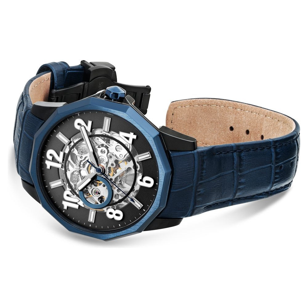 Cerruti 1881 Black Dial Leather Strap Watch for Men