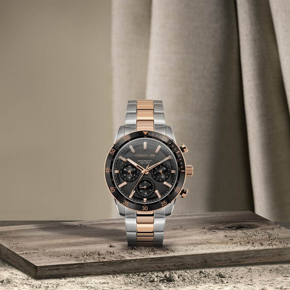 Cerruti 1881 Black Dial Stainless Steel Strap Watch for Men