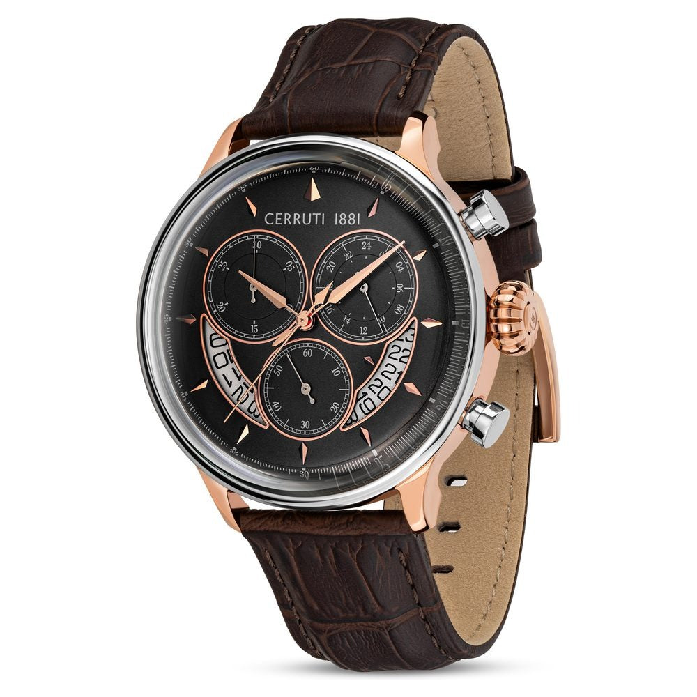 Cerruti 1881 Brown Dial Leather Strap Watch for Men
