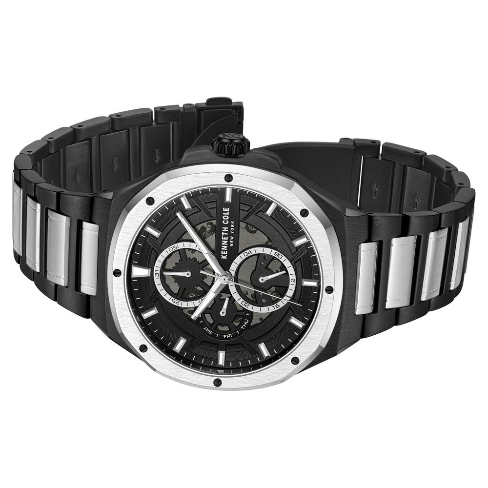 Kenneth Cole Multifunction Black Dial Stainless Steel Strap Watch For Men