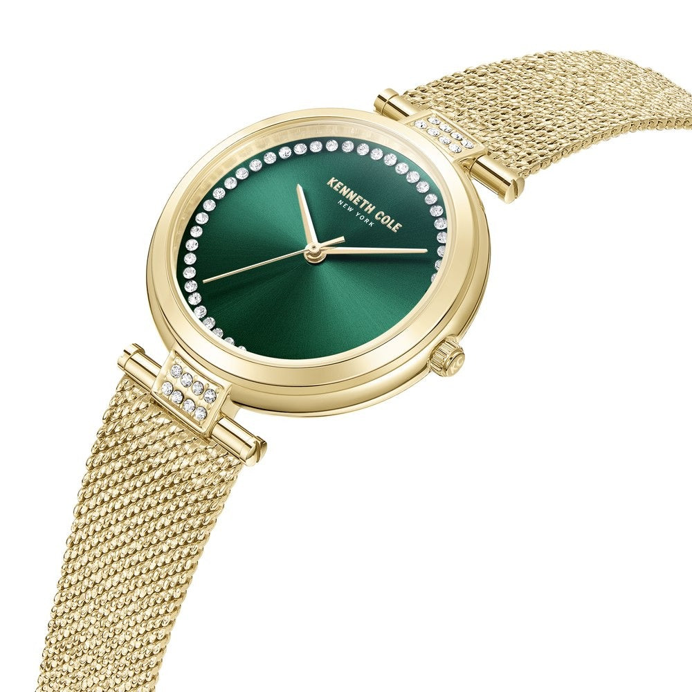Kenneth Cole Quartz Analog Green Dial Golden Stainless Steel Strap Watch for Women