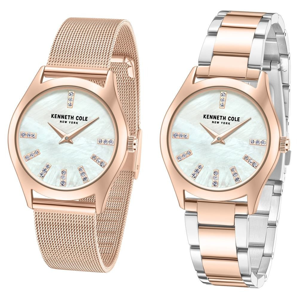 Kenneth Cole Quartz Analog Mother Of Pearl Dial Stainless Steel Interchangeable Strap Watch For Women