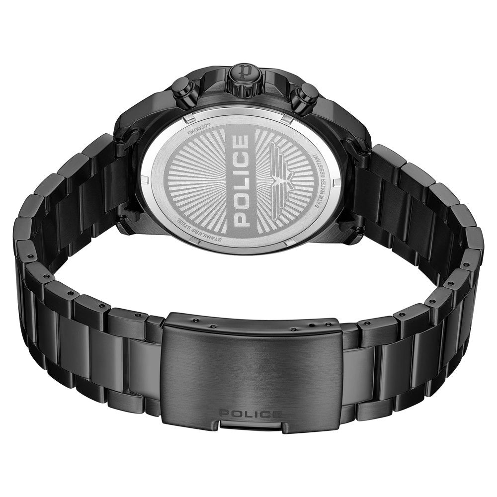 Police Quartz Multifunction Black Dial Black Stainless Steel Strap Watch For Men