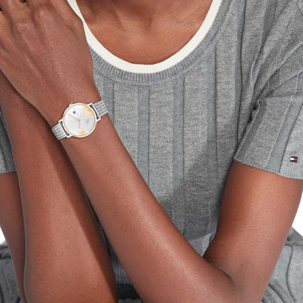 Tommy Hilfiger Multifunction Silver Round Dial Silver Stainless Steel Strap Watch For Women