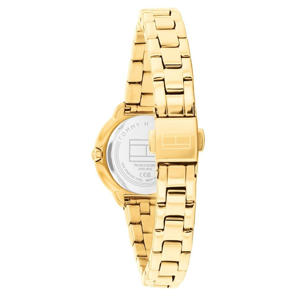 Tommy Hilfiger Quartz Analog Maroon Dial Golden Stainless Steel Strap Watch For Women