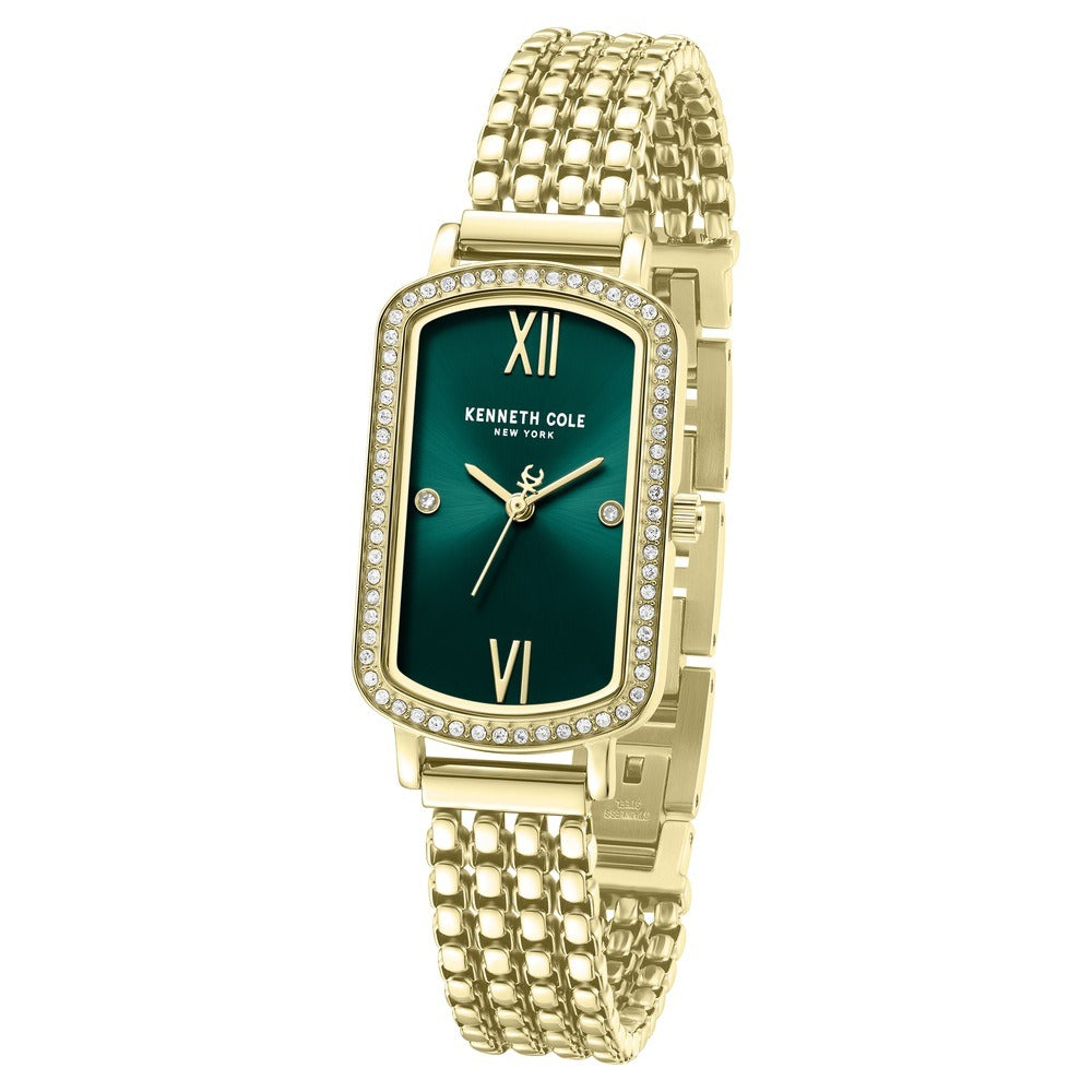 Kenneth Cole Quartz Analog Green Dial Golden Colour Stainless Steel Strap Watch For Women
