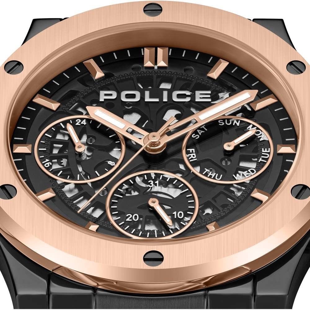 Police Quartz Multifunction Black Dial Black Colour Stainless Steel Strap Watch For Men