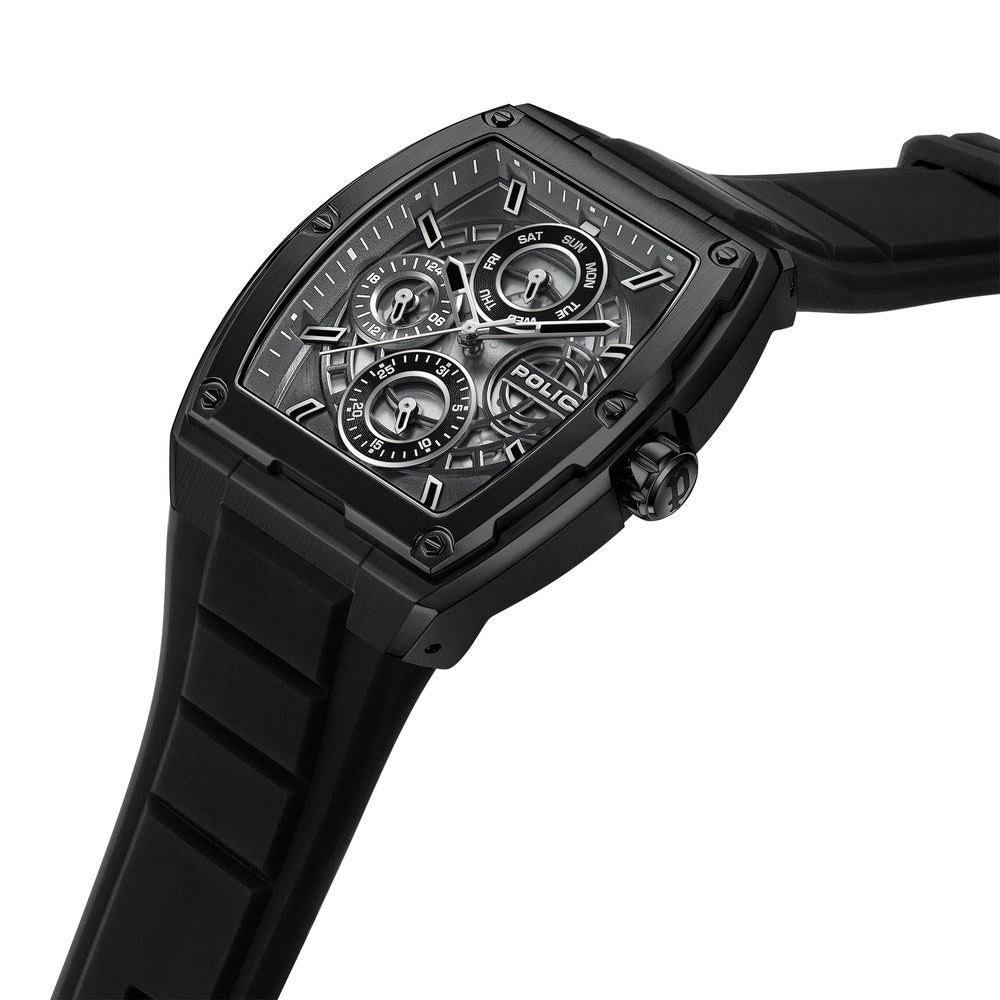 Police Quartz Multifunction Grey Dial Black Silicone Strap Watch for Men