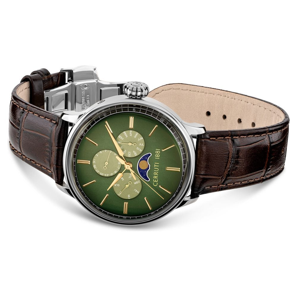 Cerruti 1881 Green Dial Leather Strap Watch for Men