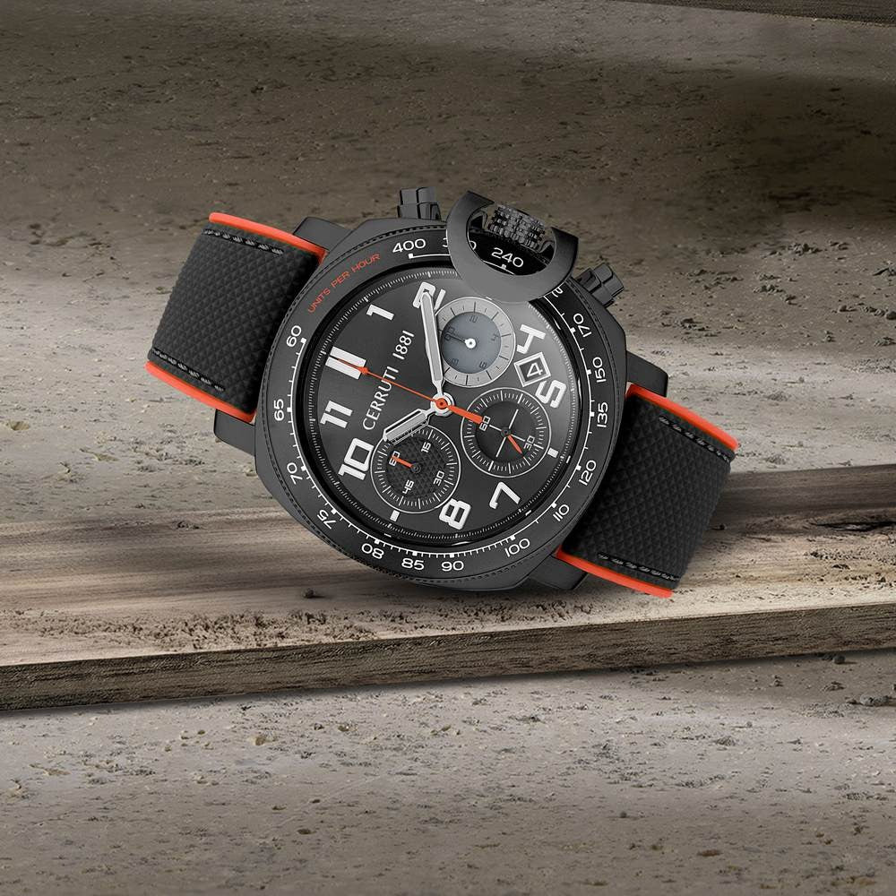 Cerruti 1881 Black Dial Silicone Strap Watch for Men