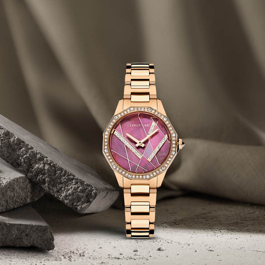 Cerruti 1881 Quartz Analog Red Dial Stainless Steel Strap Watch for Women