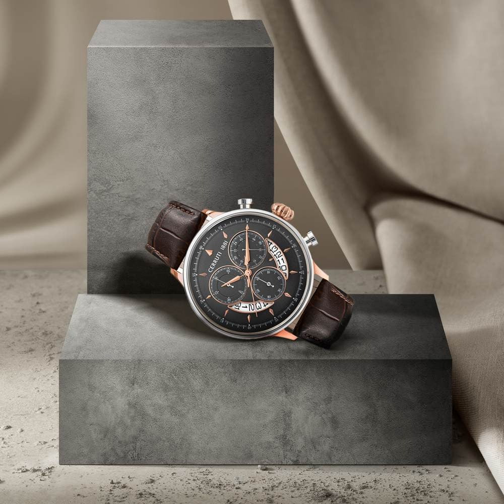Cerruti 1881 Brown Dial Leather Strap Watch for Men
