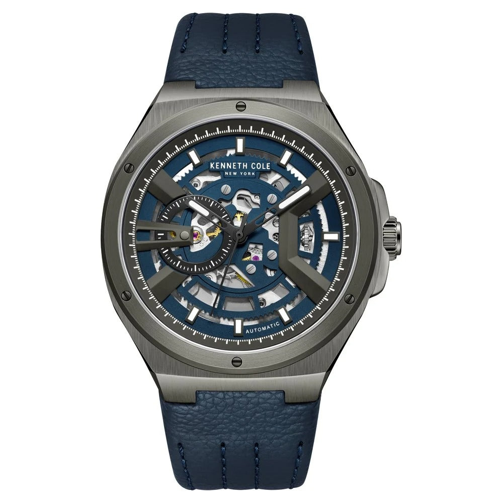 Kenneth Cole Automatic Analog Blue dial Leather Strap Watch for Men