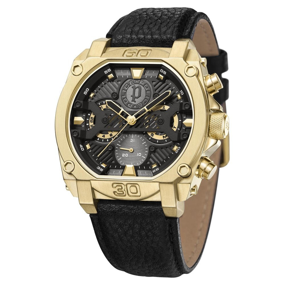 Police Quartz Multifunction Grey Dial Leather Strap Watch for Men
