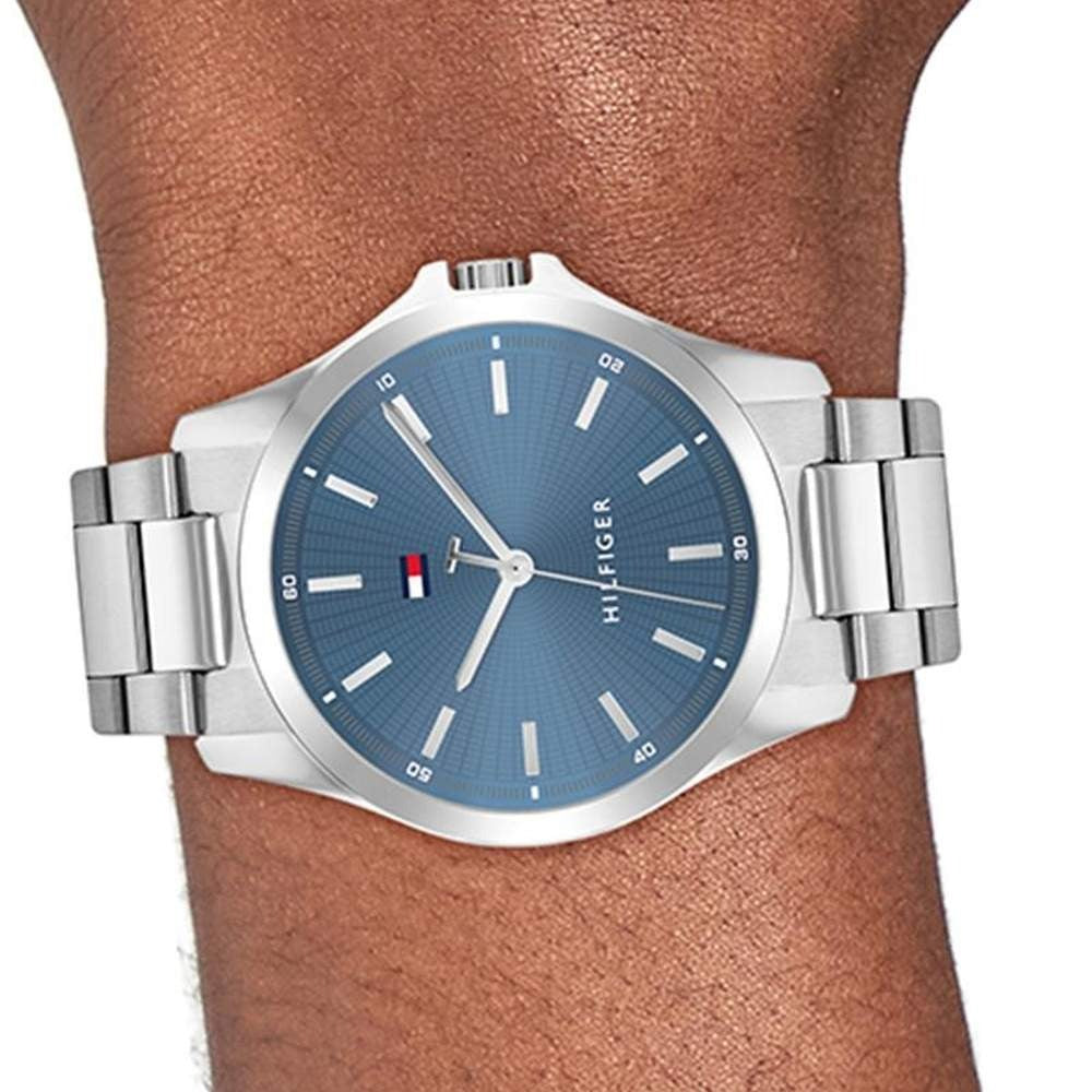Tommy Hilfiger Quartz Analog Blue Dial Silver Stainless steel Strap Watch For Men
