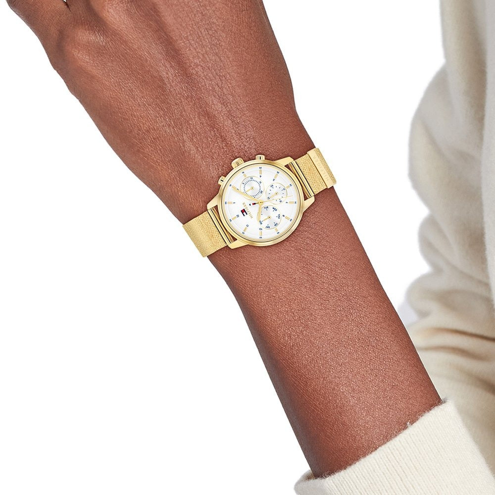 Tommy Hilfiger Quartz Multifunction Silver Dial Golden Stainless Steel Strap Watch For Men