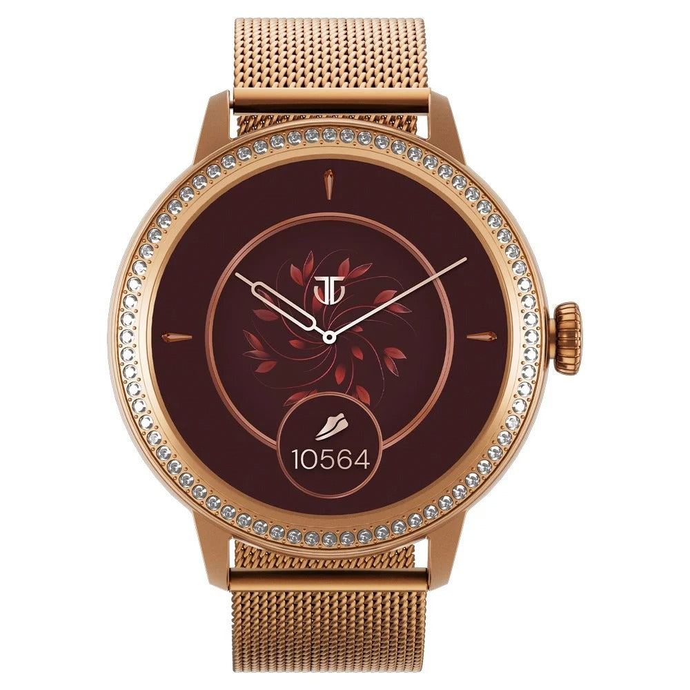 Titan Valerie Premium Smartwatch with AllÂ 316L SS construction, Skin Temp. Sensor, Womenâ€™s Health, SingleSync BT Calling