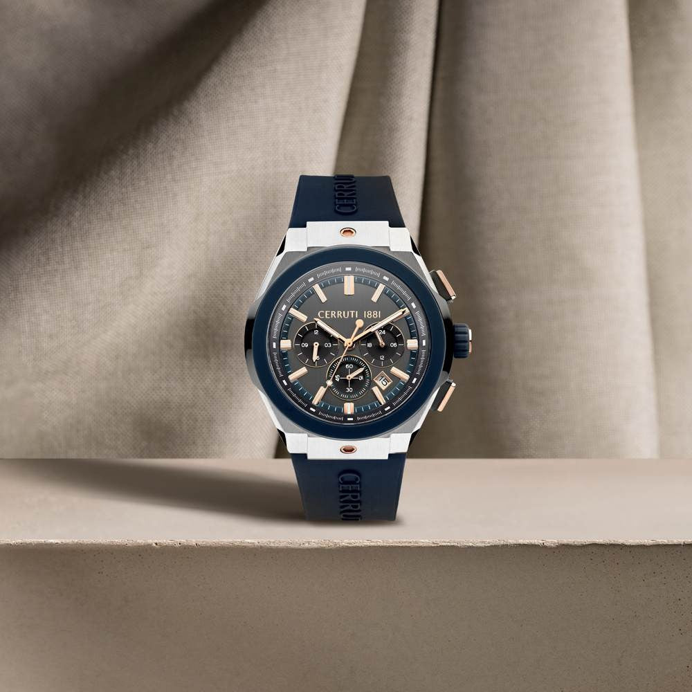 Cerruti 1881 Grey Dial Silicone Strap Watch for Men