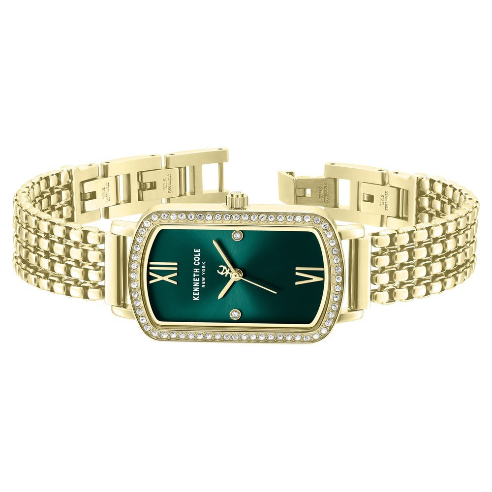 Kenneth Cole Quartz Analog Green Dial Golden Colour Stainless Steel Strap Watch For Women